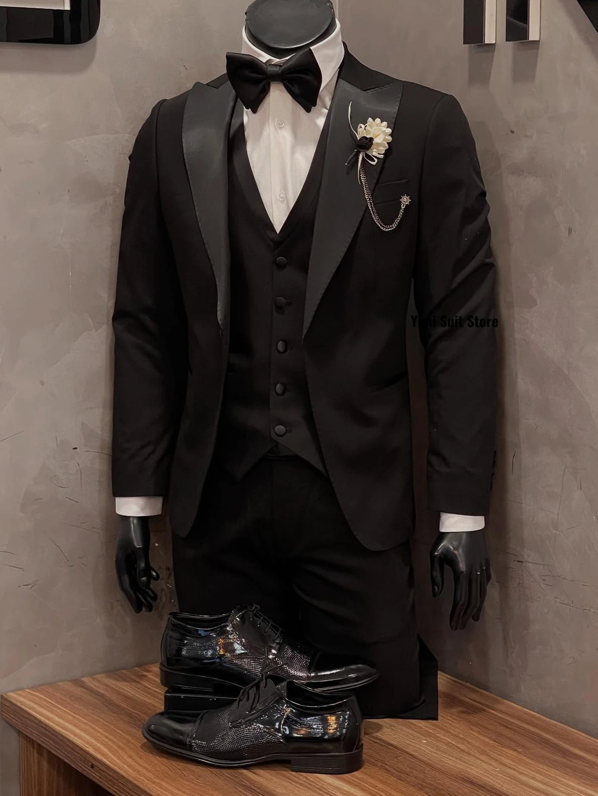 3 Pieces Men's Suits Black Men Office Double Breasted Suit Outfits Formal Wedding Business Casual Male Suits Jacket+Vest+Pant