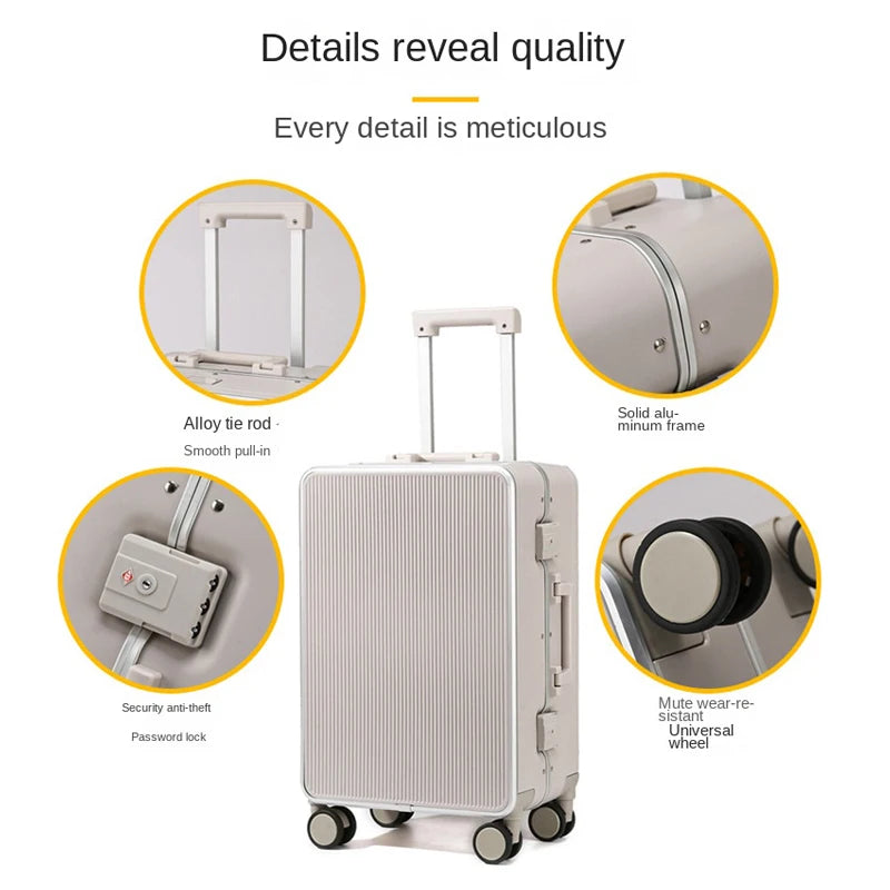 Sturdy Aluminium Frame Suitcase 28 inch Large Size Drop-resistant Trolley Case Business Suitcase 20 inch Boarding Box TSA lock