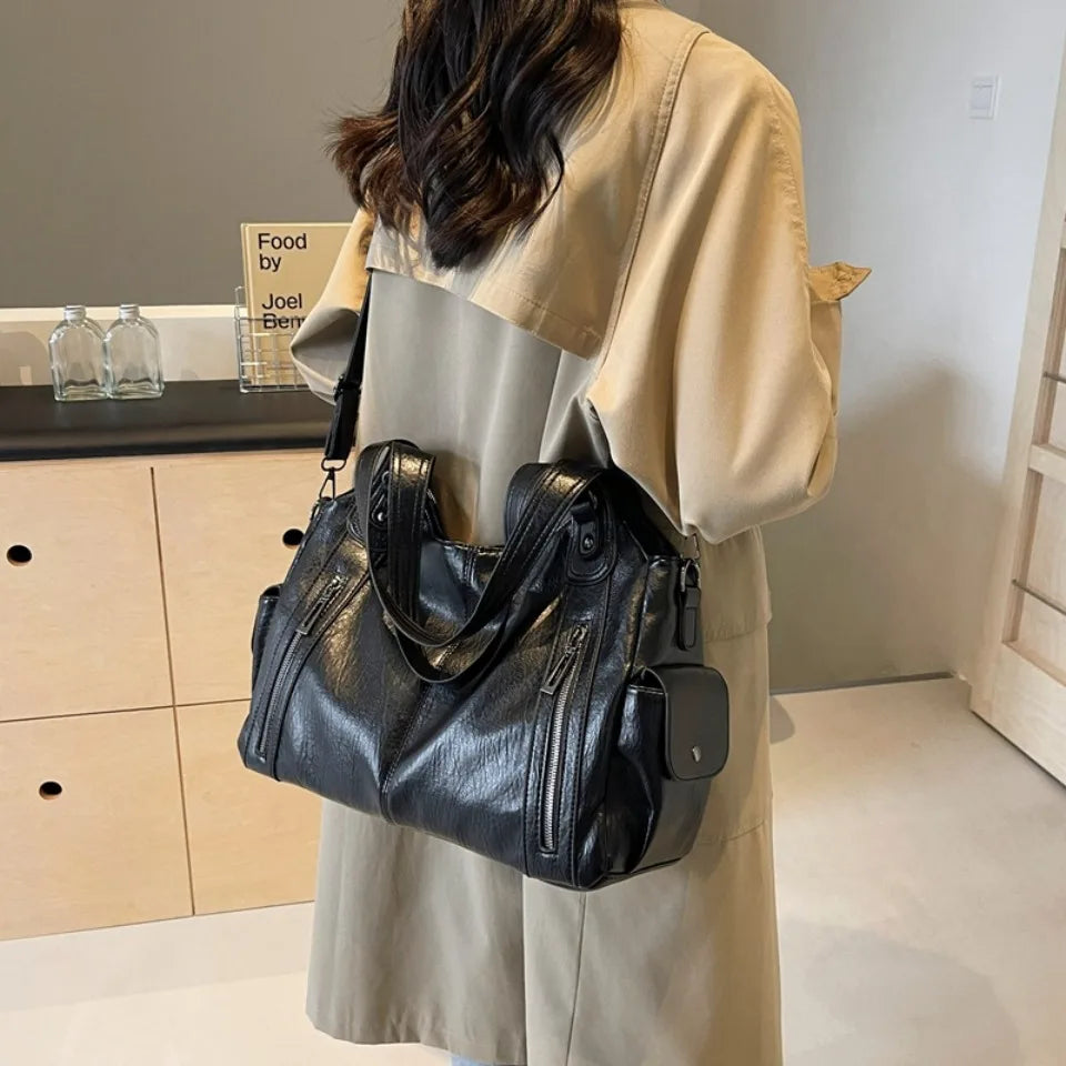 Daily Business Commuting Large Capacity Tote Hand Bags Soft Leather Shoulder Crossbody Bags for Women Handbags Sturdy Durable