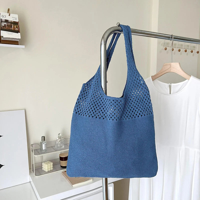 Large Capacity Shoulder Bags Fashion Women Hollow Woven Crochet Bag Knitting Handbags Eco Female Shopping Tote