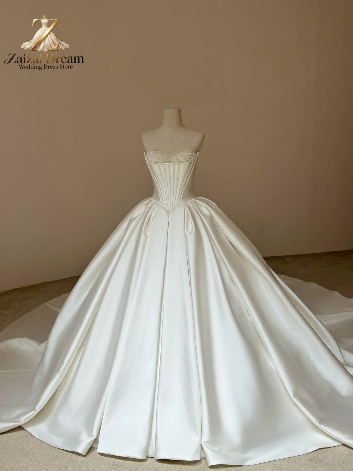 Customized Luxury Long Sleeve Wedding Dress Sparkle Lace Ball Gown Bridal Gown High Neck Beaded Wedding Dress Vestido De Novia