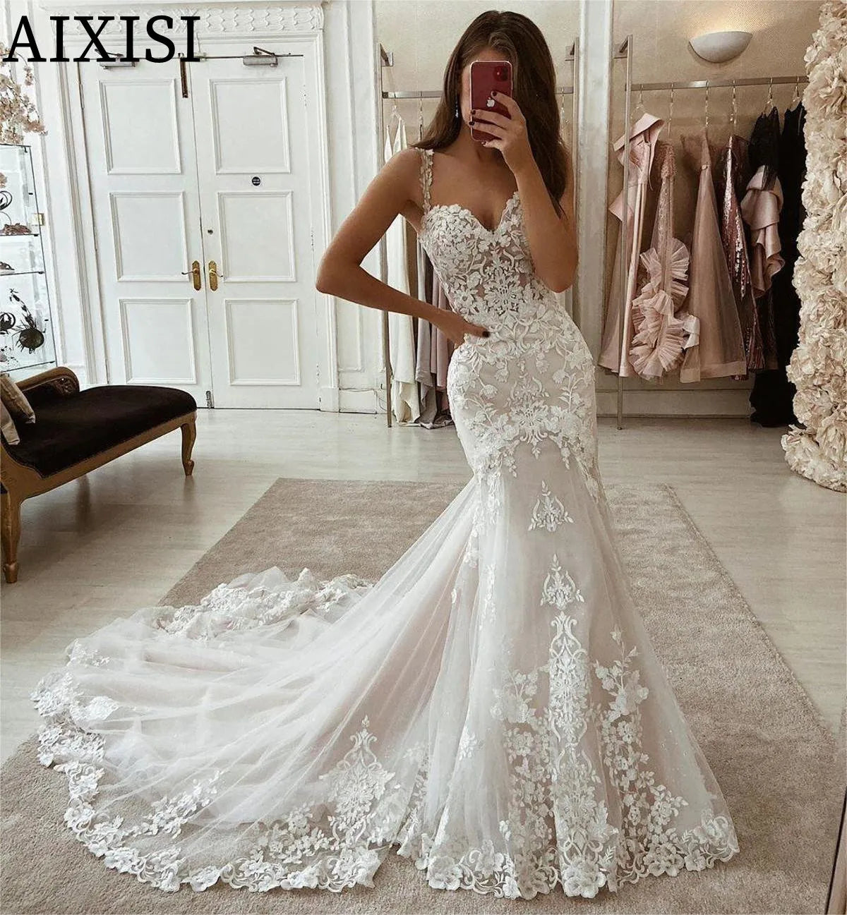 Osquernovia Fashion Mermaid Wedding Dress 2024 Sequins Appliques Sweetheart Backless Glitter Tulle Real Picture Robe De Mariée