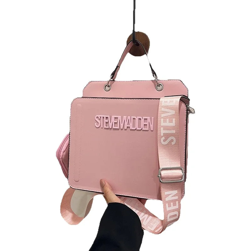 Trendy Commuter Women's Shoulder Bag Fashionable Letter Print Simple Urban Style PU Material Medium Size Zipper Opening Cross...
