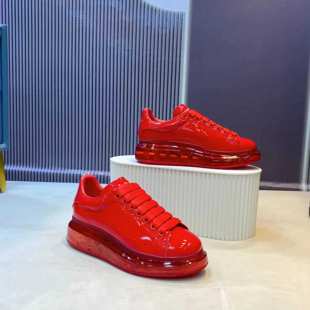 Handcrafted Men's Casual Shoes Patent Leather Thick-soled Sports Shoes Round-toe Man Trainers Platform Loafers  Wedding Shoes