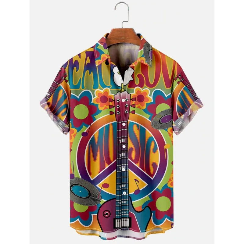 2023 Men's Hawaiian Shirt Cat Printed Short Sleeve Tops Beach Vacation Sunset Harajuku Men's Clothing Casual Unisex Style Shirts