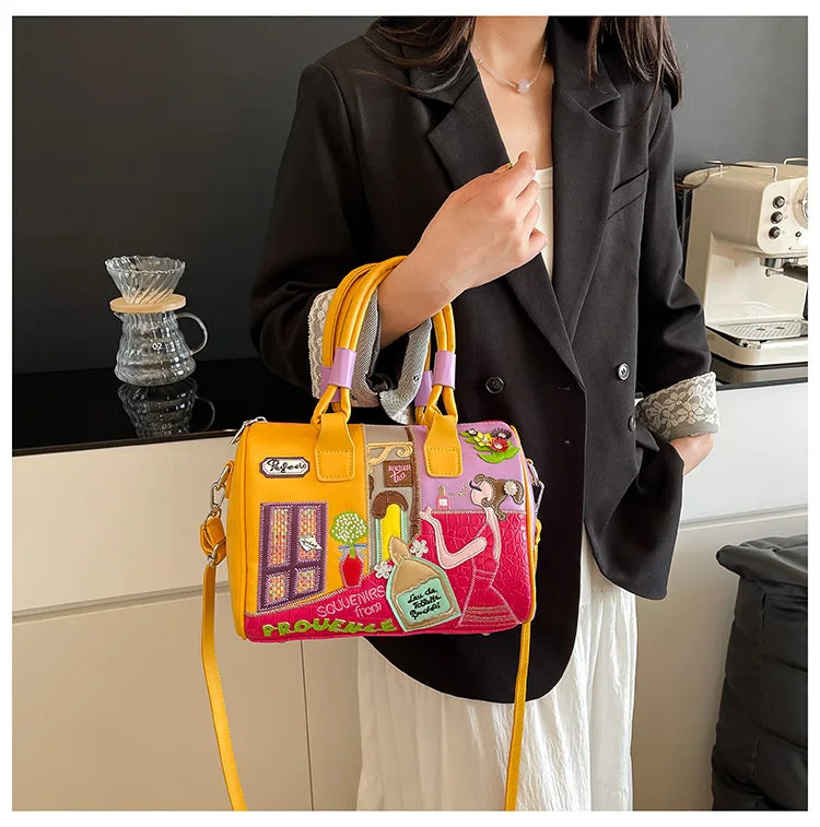 Design Patchwork Zipper 2026 Hot Sale Women's Bags Retro High Quality Women's Bags PU New Personality Stylish Shoulder Bags