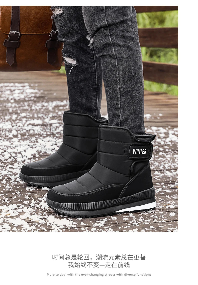 New Men's Winter Boots Warm Plush Snow Boots High Quality Waterproof High-Top Men's Ankle Boots Outdoor Men Hiking Boots Sneaker