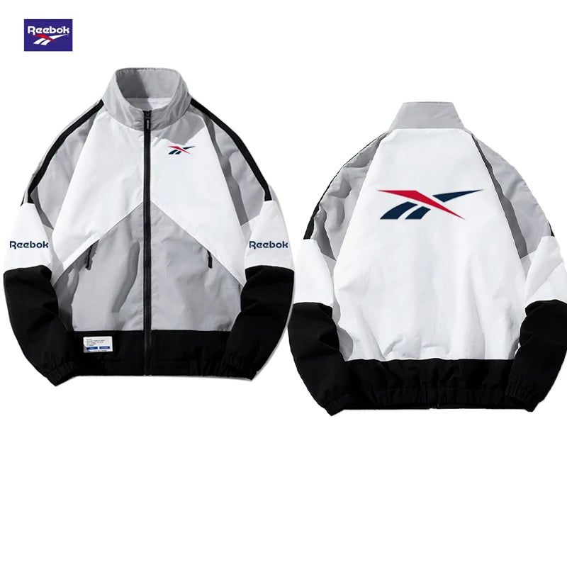 Reebok Men's Windproof Jacket 2026 Hip-Hop Street Style Zipper Jacket Harajuku Lightweight Sport Coat Comfortable and Cool to We