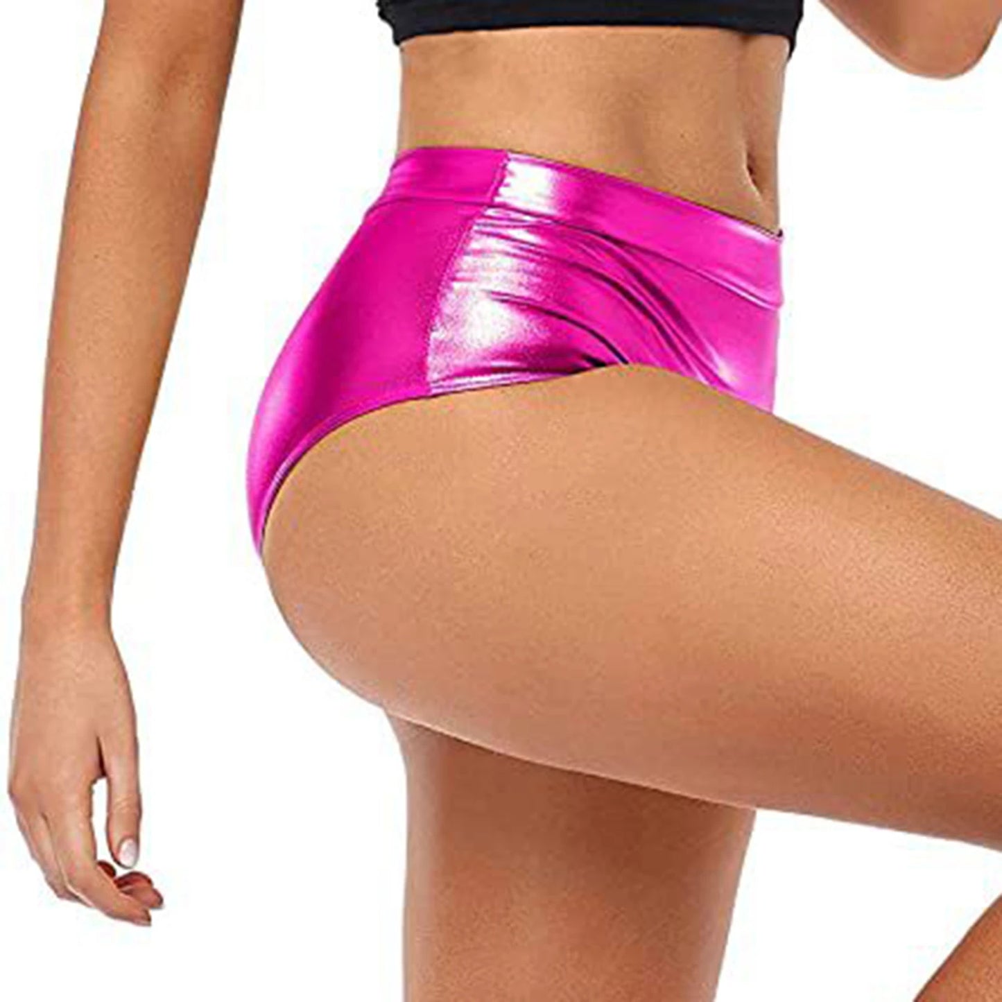 Women Metallic Booty Shorts Boxer Briefs Shiny Panties Hot Pants Clubwear Party Costume Music Festival Rave Pole Dancing Bottoms