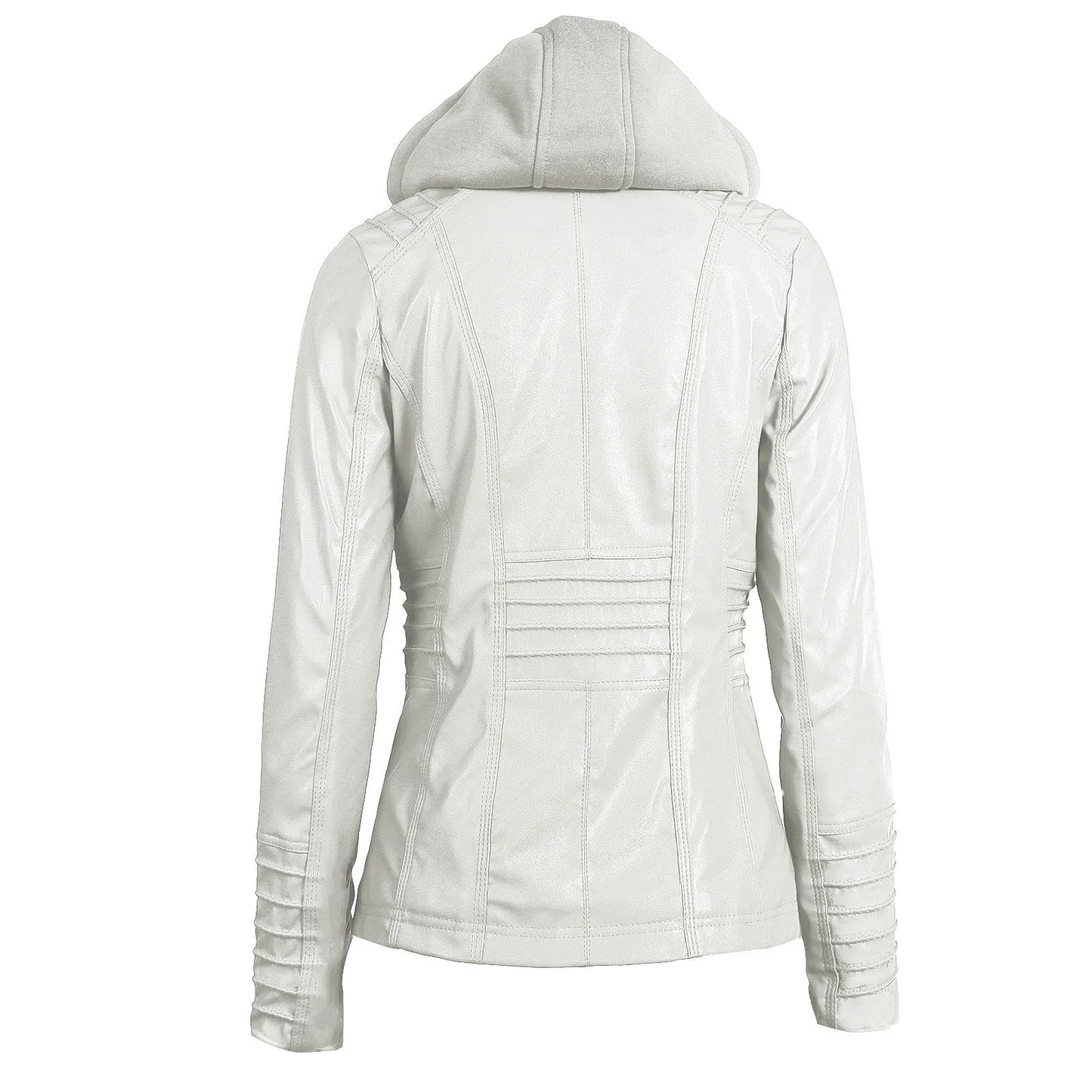 Faux Leather Jacket for Women, Female Winter Coat, Motorcycle Jacket, Faux Suede, PU Zipper Hoodies, Outerwear