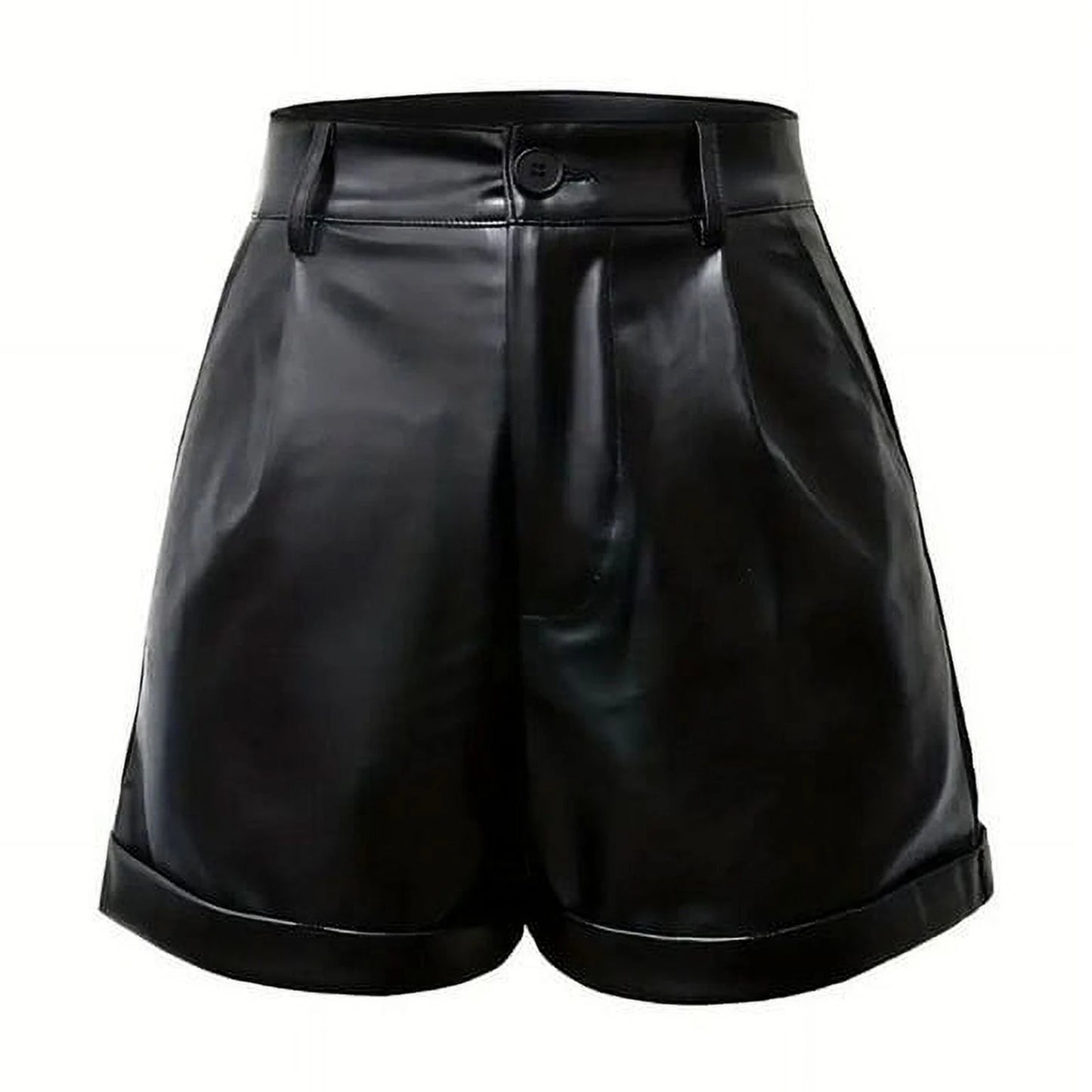 Cool Leather Shorts For Women Fashion Plain High Waisted Button Down Pants Ladies Trendy Night Out Club Clothing For Outdoor