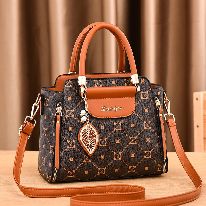 Fashionable Printed Women'S Handbag New High-Capacity Shoulder Bag Classic Retro Diagonal Cross Bag Urban Commuting Tote Bag