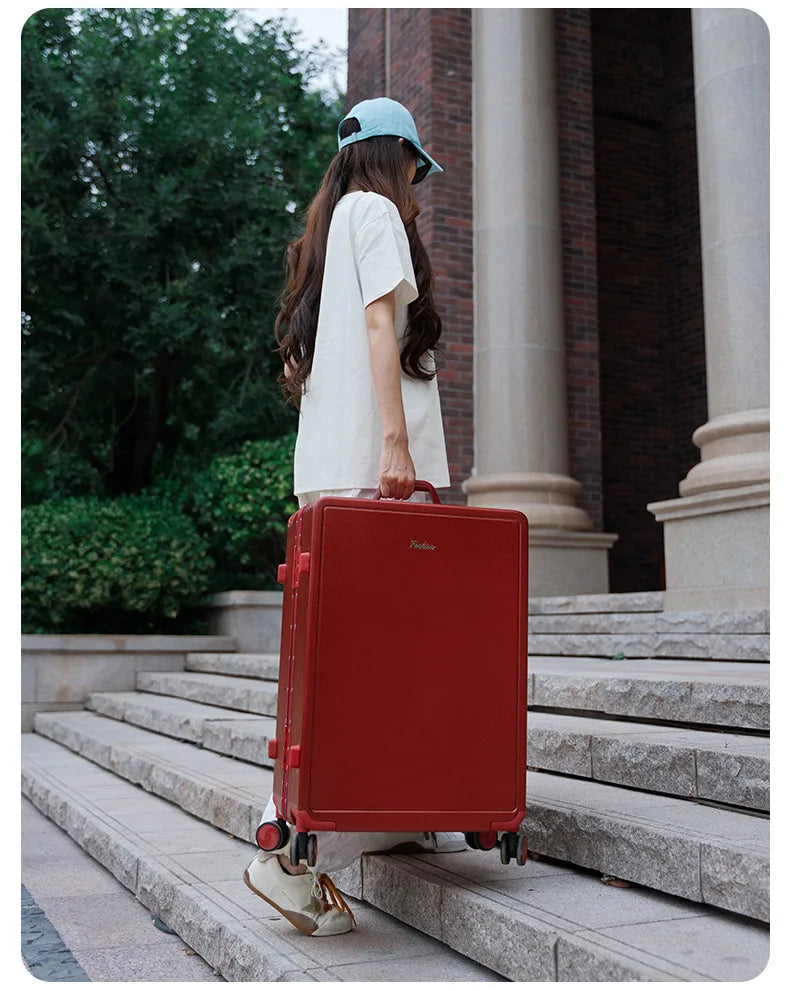 Wide Tie Rod Luggage Aluminum Frame with Durable PC Trolley Case 30 inch Multifunctional Suitcase with Large Capacity