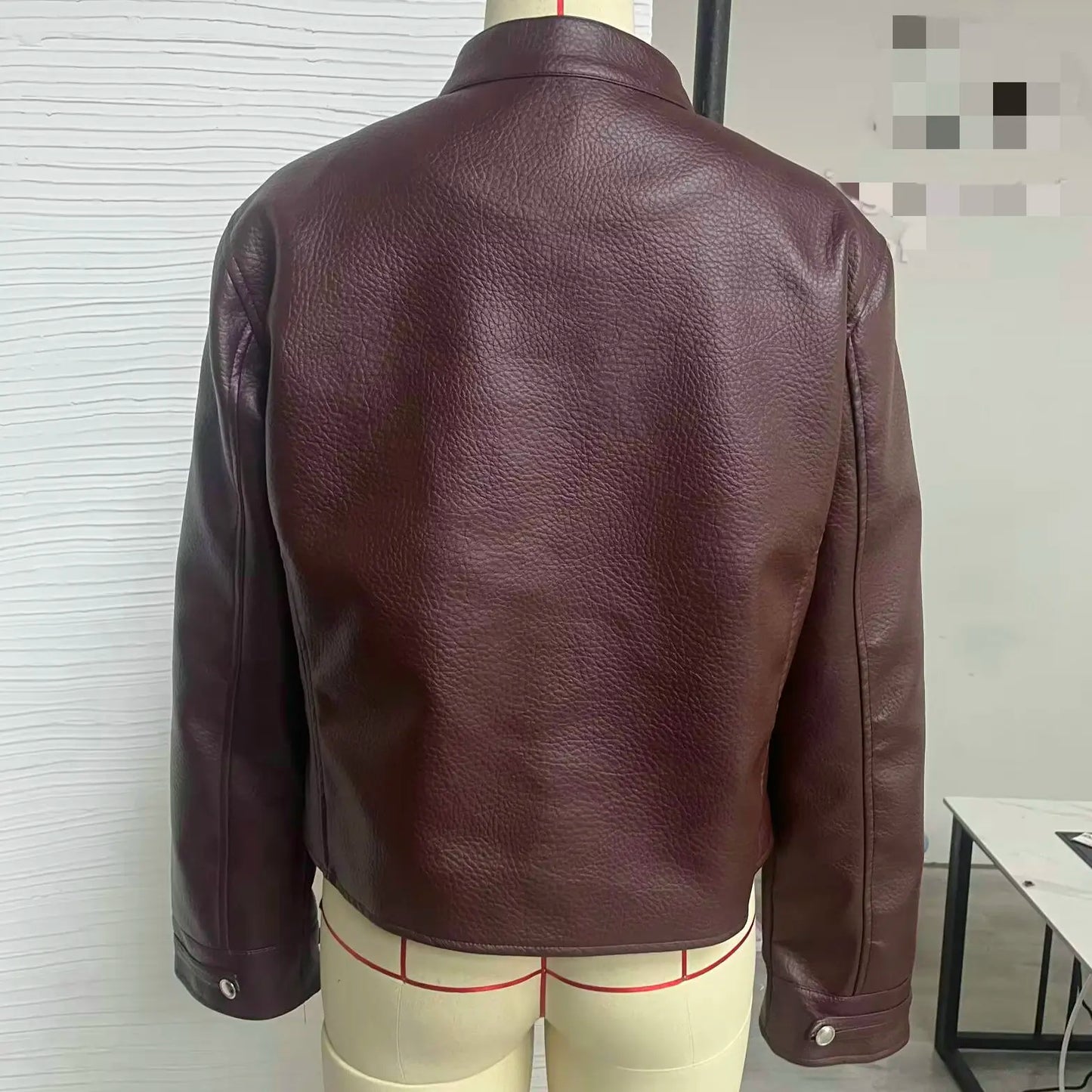 2026 Autumn Winter Women's High Street Black Faux Leather Short Jackets Lady Retro Napoleon Buttons PU Loose Fit Coats Outerwear