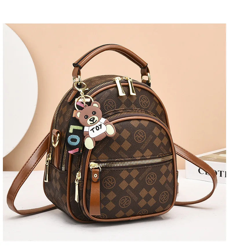 Fashion Trend Women's Backpack High Quality Soft Leather Women School Bag Famous Luxury Designer Female Shoulder Bags Sac A Dos