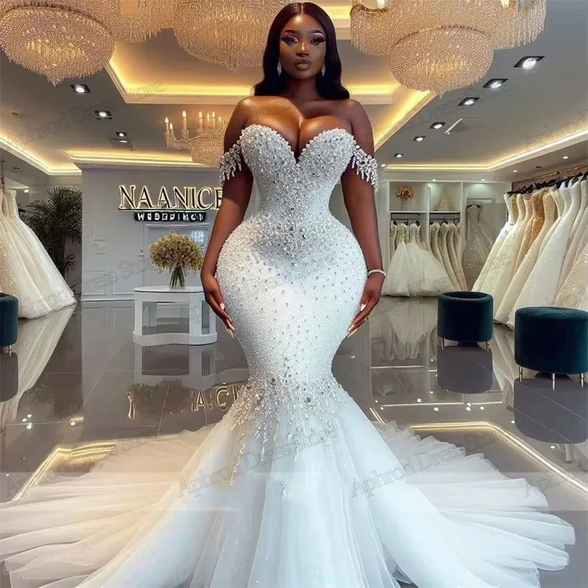 Exquisite Wedding Dresses Sparkling Bridal Gowns Beading Appliques Sexy Sleeveless Backless Robes For Women Vestidos De Novia