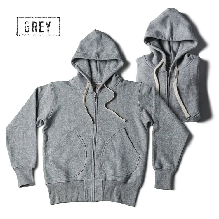 Non Stock Men's Zip Up Hooded Sweatshirt Heavyweight Solid Color Hoodies Thick
