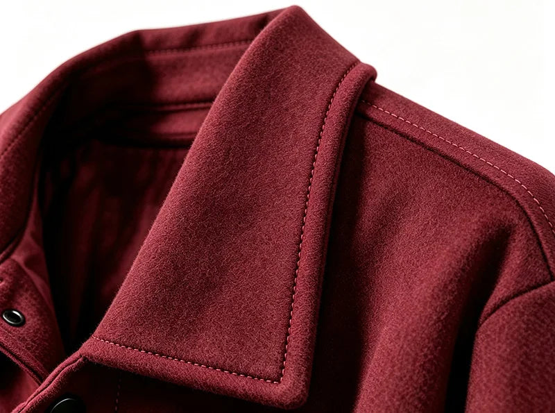 Men Loose Short Shacket Soft Brushed Fabric Autumn Winter Business Daily Casual Fake Decor Chest Flap Lapel Fashion Outer Jacket