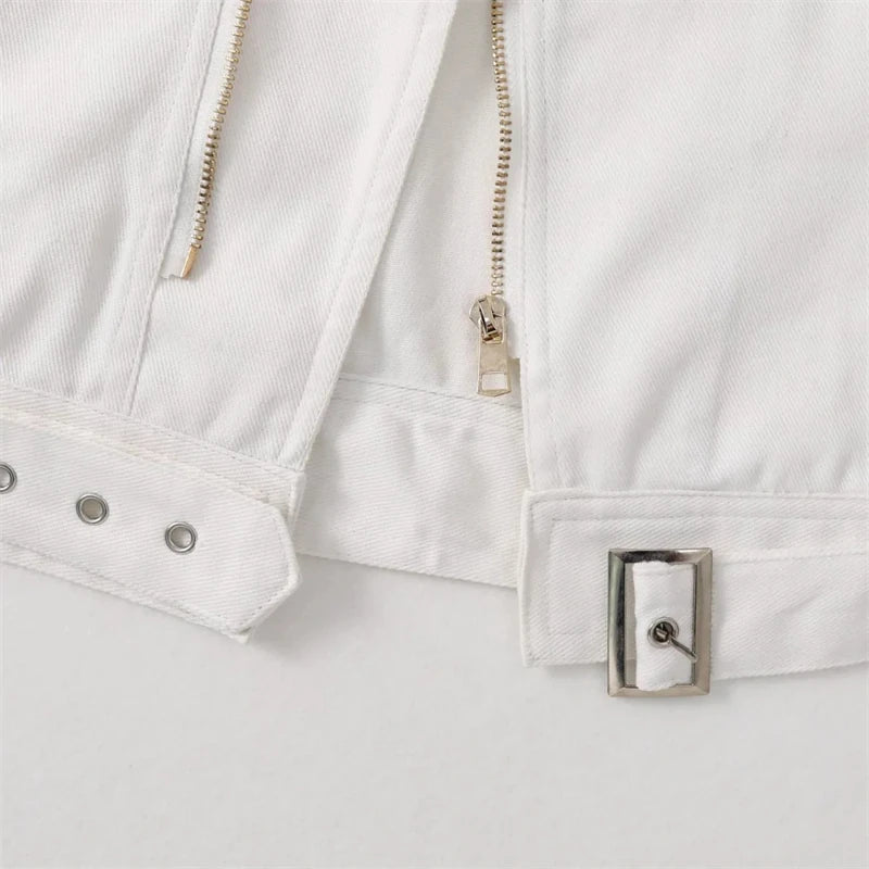 2025 New Women's Denim Tank Top Jacket Fashion Spring Summer Zipper White Sleeveless Tank Tops Female Jeans Coat