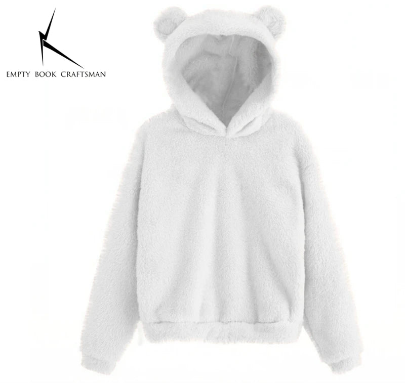 Fall Winter Women's Hoodies Winter Women Long Sleeve Rabbit Ear Hood Sweatshirt Cute Plush Warm Casual Cute Hoodie Tops 2026