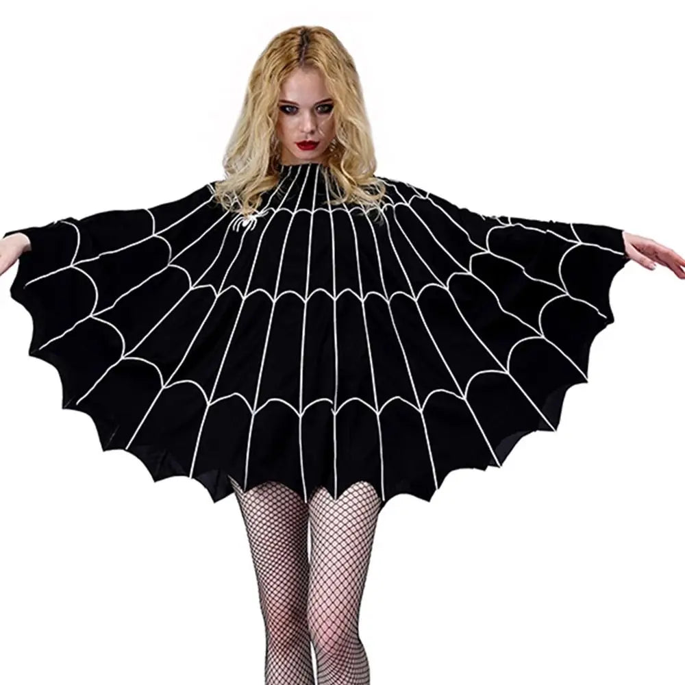 Clothing Prop Halloween Cosplay Cape Loose Spider Net Ghost Hooded Cloak Pumpkin Fun Interaction Witch Cosplay Cloak