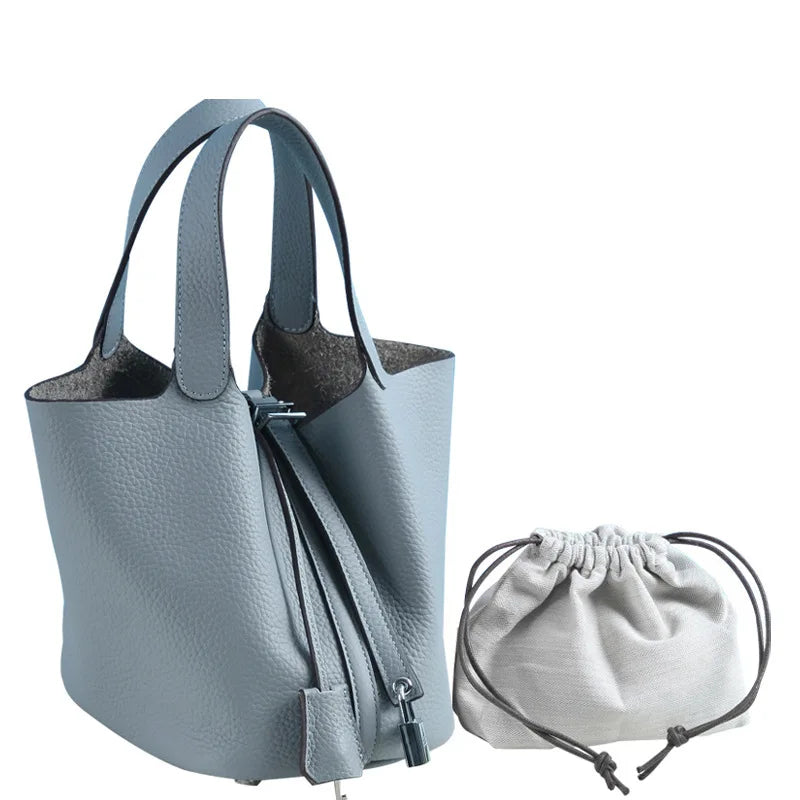 Fashion Classic Womens Bucket Bags Leather Lady Hand Bags High Quality Genuine Leather Luxury Ladies Top Handle Handbags