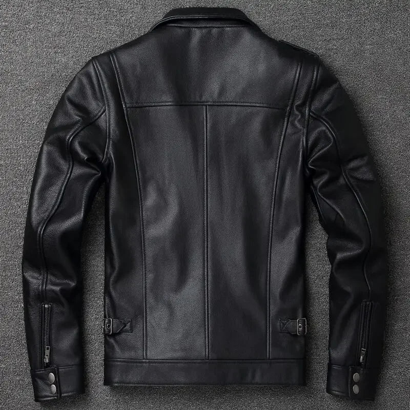 Vintage Red Brown Genuine Leather Jacket Men Soft Real Cowhide Black Winter Coat Biker Jackets Jaqueta Masculina De Couro