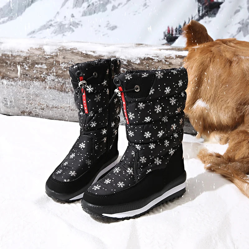 Autumn and Winter Cold-Proof Snow Boots for Men and Women, New Style, Fleece-Lined, Thickened, Non-Slip Cotton Shoes, Waterproof
