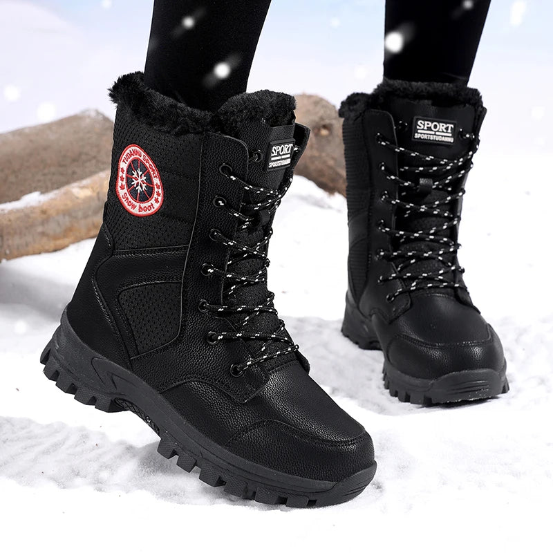 2025 new winter warm plush lined snow boots women's outdoor waterproof and non-slip plush cotton boots comfortable platform shoe