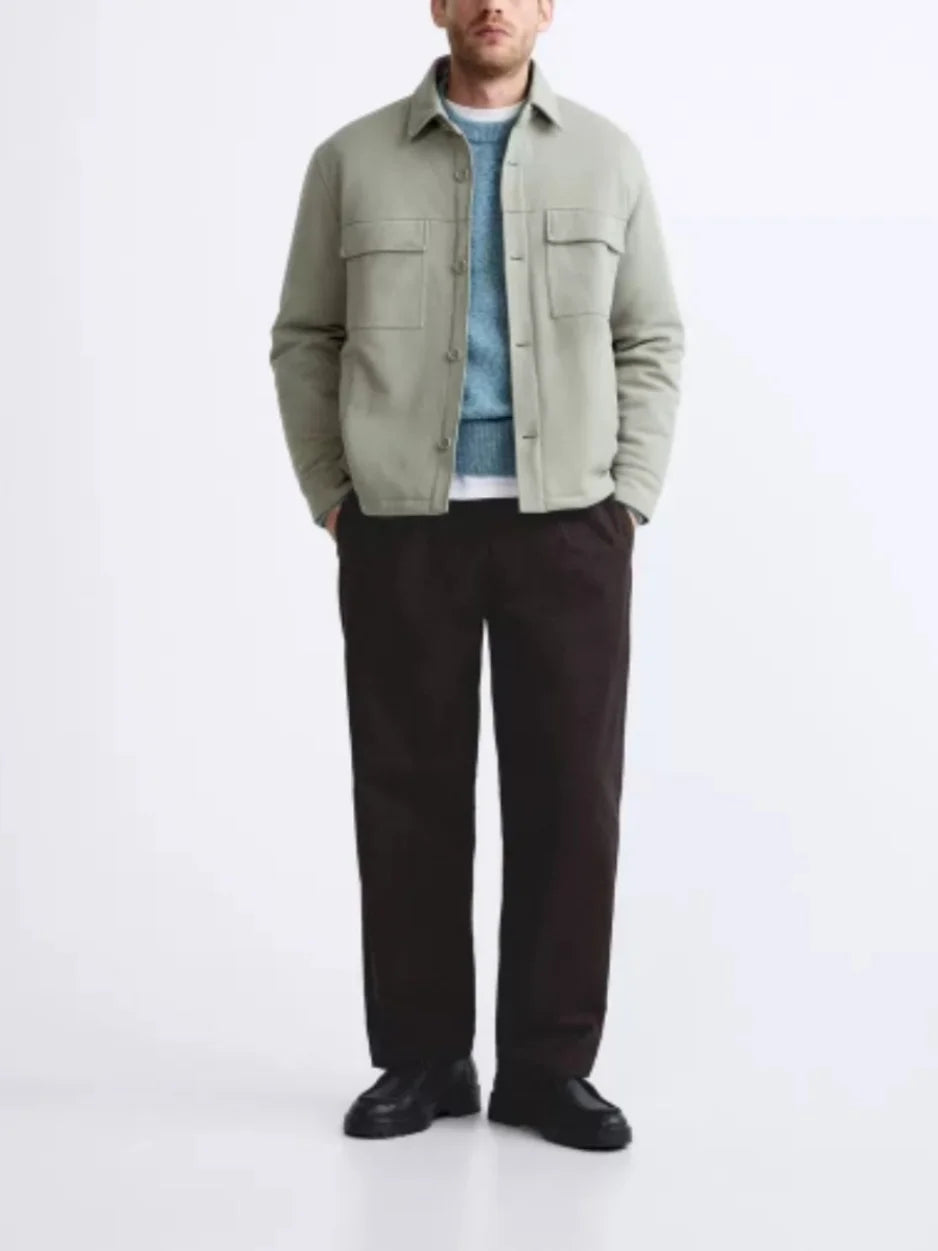 Spring Menswear Texture irt Jaet Multi-ket Workwear Sle Casual Long Sve Collared Outerwear for Middle Youth