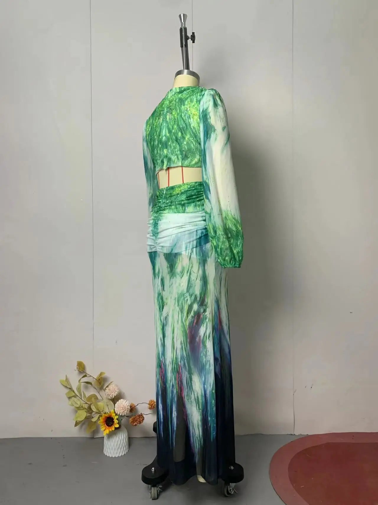 Women's Dress 2025 Fashion Summer New Vestidos Para Mujer Women's Vacation Elegant Style Long Sleeve Split Printed Slit Dresses