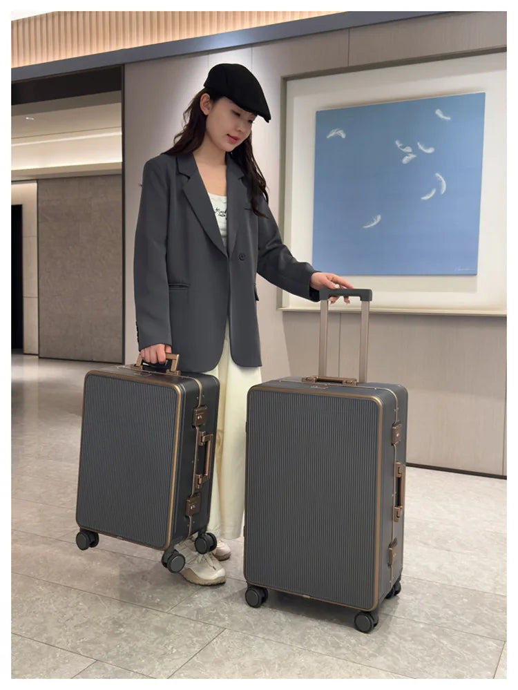 Sturdy Aluminium Frame Suitcase 28 inch Large Size Drop-resistant Trolley Case Business Suitcase 20 inch Boarding Box TSA lock
