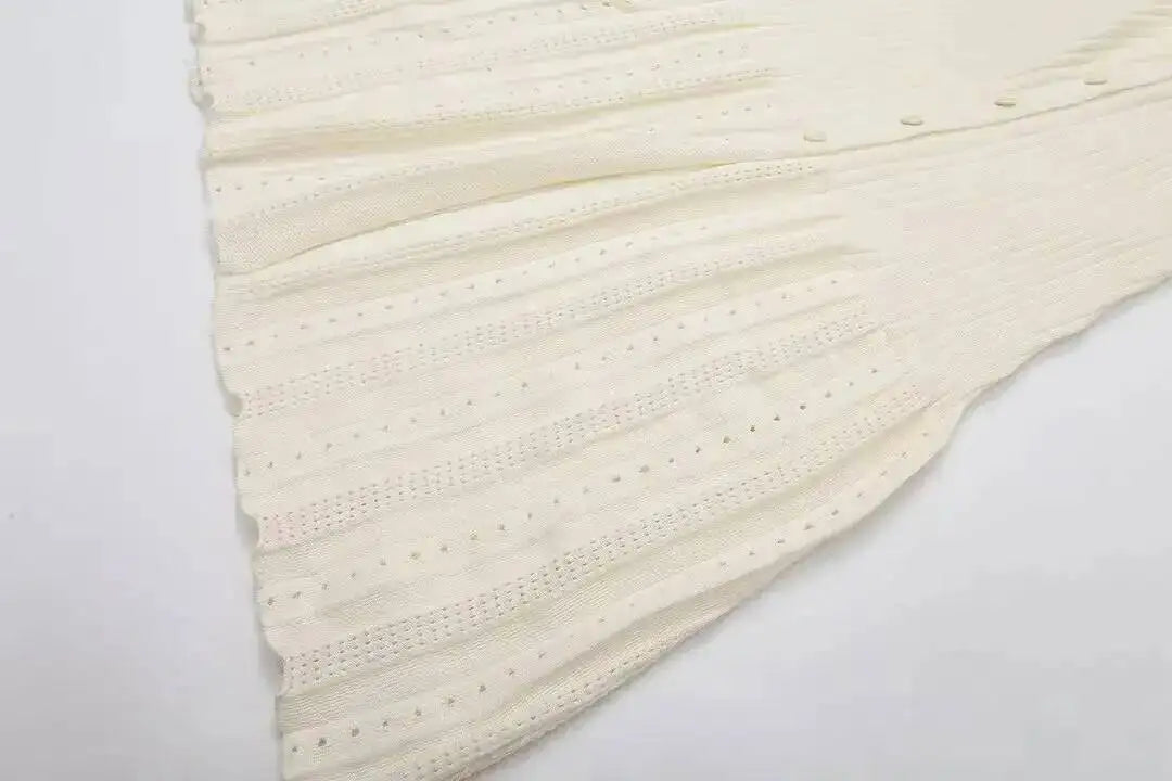 Elegant Knit Dress For Women White Slim O-neck Single Breasted Short Sleeve Long Dresses Female Spring Fashion Lady Robe T88X