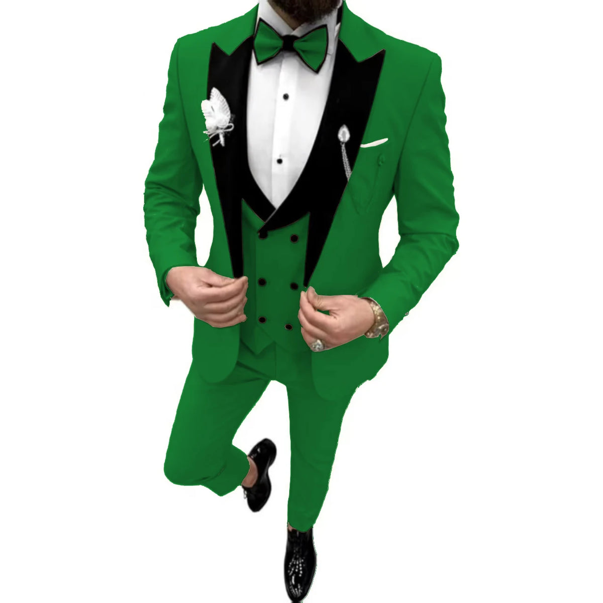 Elegant Men Suit Customized 3 Piece Blazer Vest and Pants Set Tuxedo Suits for Men Velvet Peak Lapel Formal Men Suit for Wedding