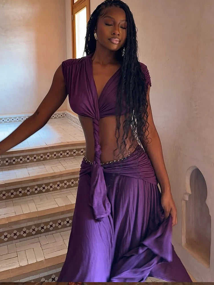 Weird Puss Braid Waistless Dress Women Peach Buttocks Backless Patchwork Summer Vacation Elegant Irregular Hem Party Vestidos