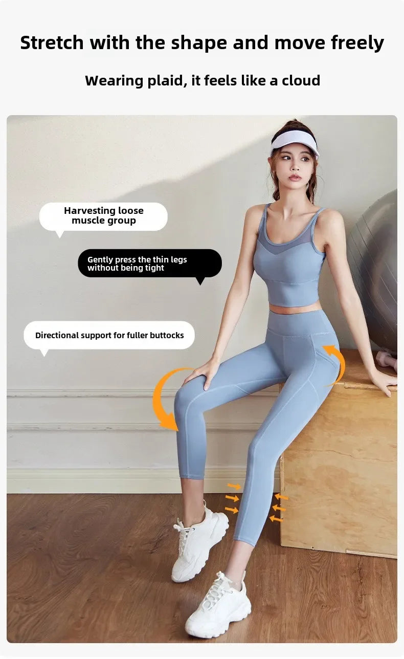 Training Leggings with Pockets for Women - High Elastic Yoga Pants Tummy Control High Waist 4-Way Stretch Gym Workout  Athletic