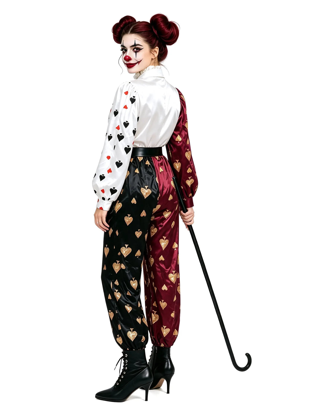 Adult Men Women Poker Clown Couple Cosplay Costume Circus Funny Performance Jumpsuit Halloween Carnival Party Fantasy Outfits