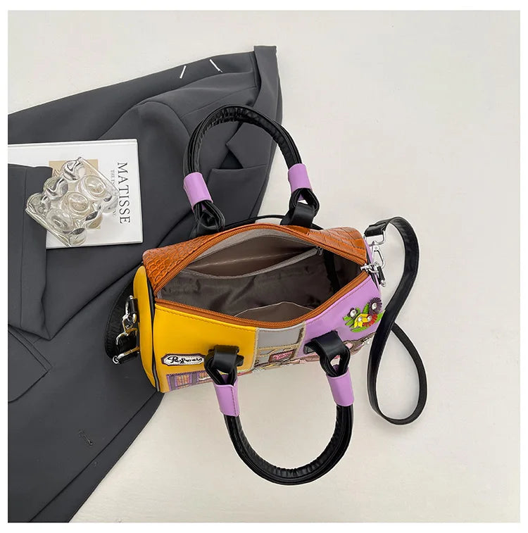 Design Patchwork Zipper 2026 Hot Sale Women's Bags Retro High Quality Women's Bags PU New Personality Stylish Shoulder Bags