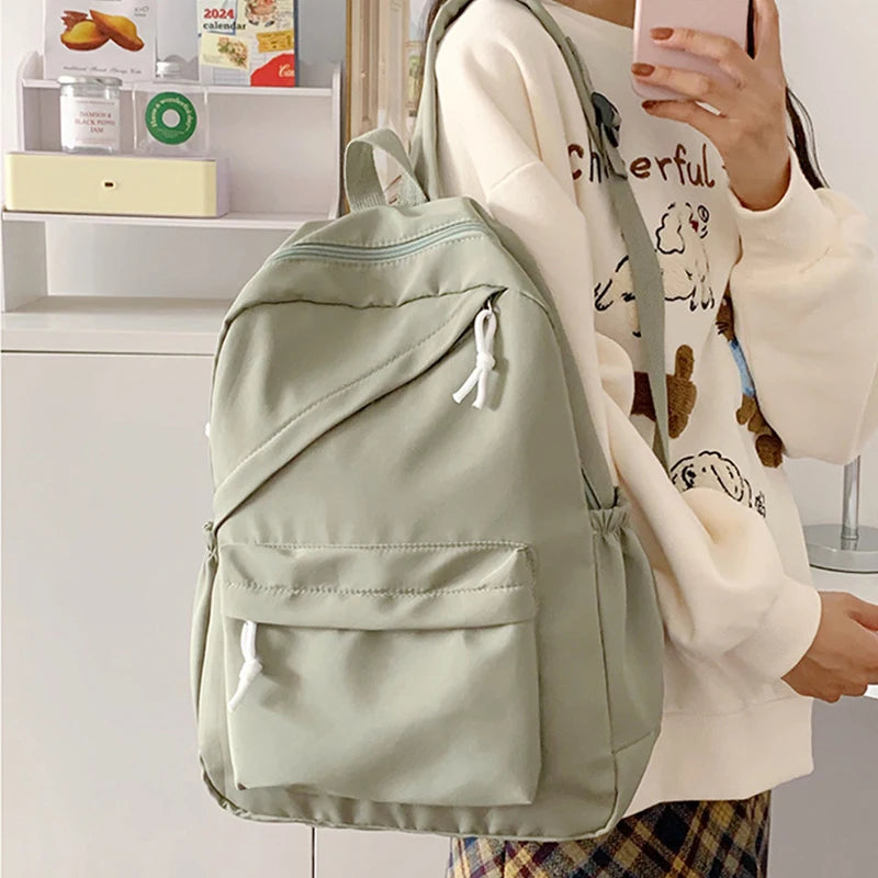 School Large Capcity Nylon Solid Color Backpack Handbag Pencil Case Casual Fashion Shoulder Bag For Women