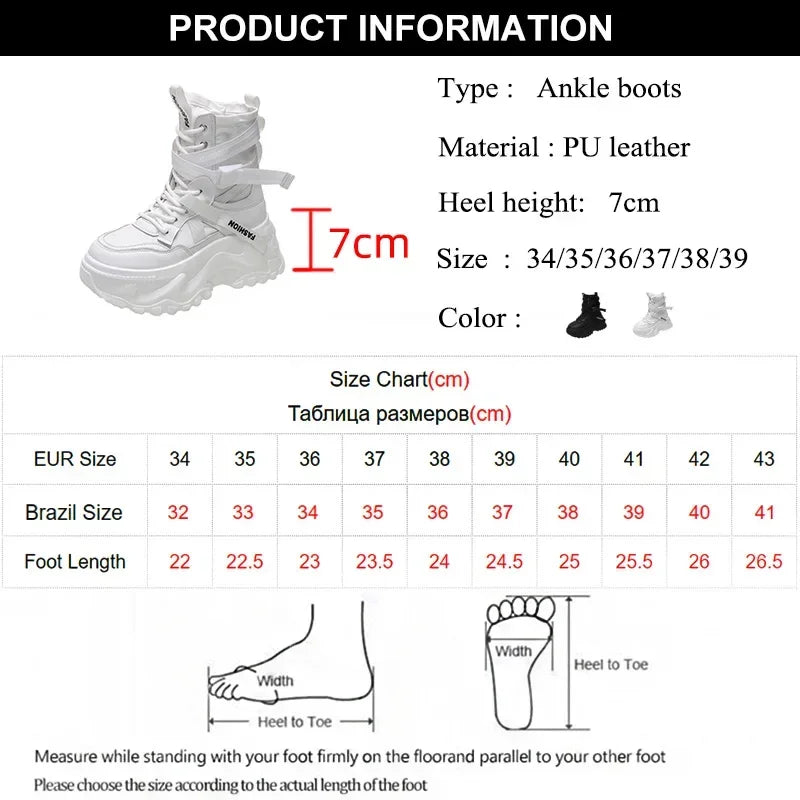 Fashion Platform Ankle Boots for Women Chunky Thick Sole Lace Up Motorcycle Boots Ladies Light Cozy Non-slip Shoe Botas De Mujer