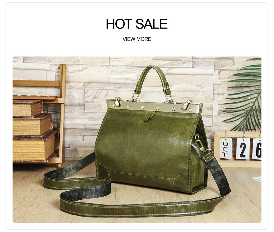 CONTACT'S Genuine Leather Top Handle Bags for Women Sling Shoulder Bags Tote Bag Handbags Metal Frame Female Bags Office Ladies