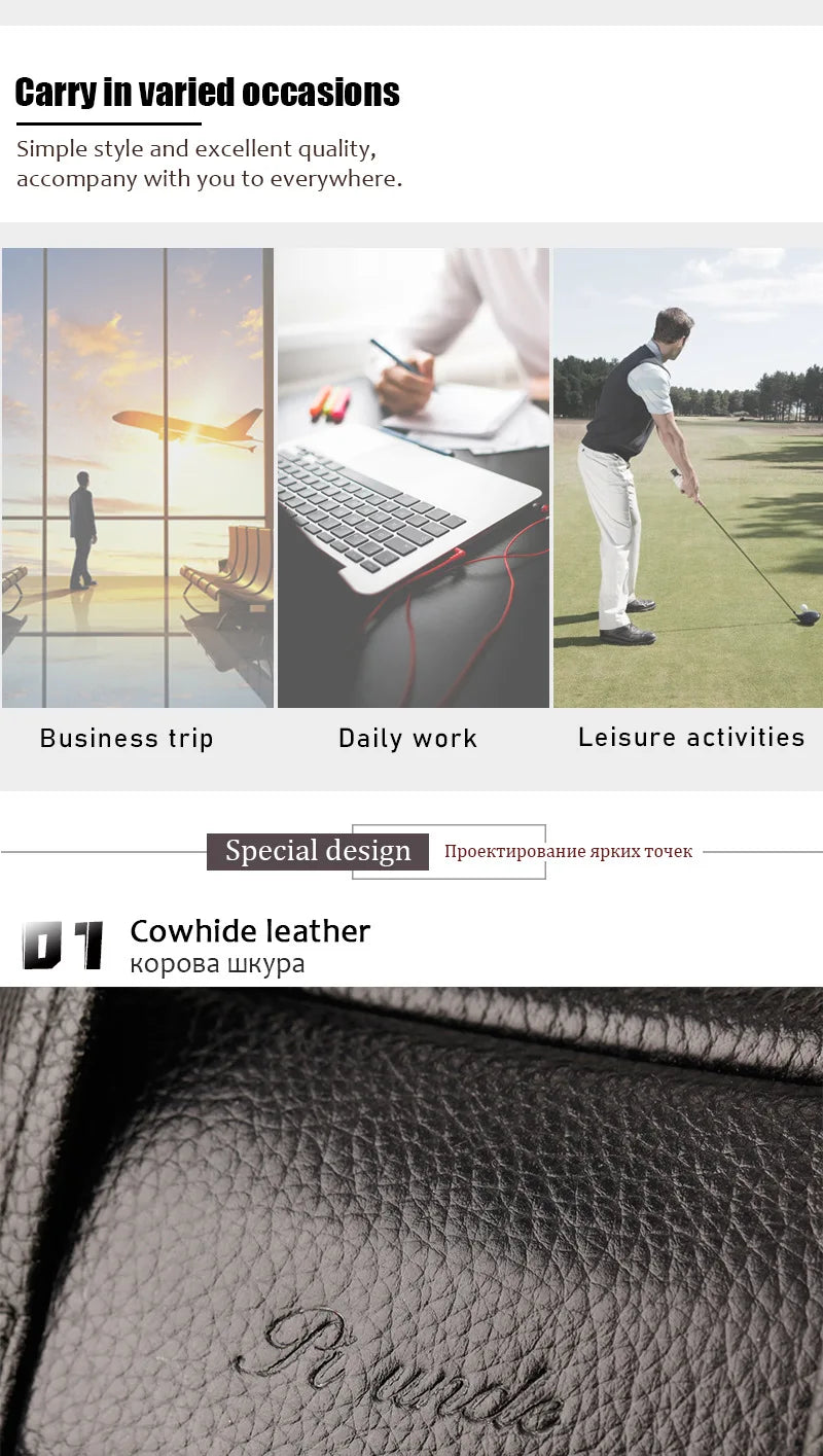 Business Briefcase Shoulder Messenger Bags Men's Genuine Leather 10-inch Laptop Bag's Men's Briefcase Office Business Handbag