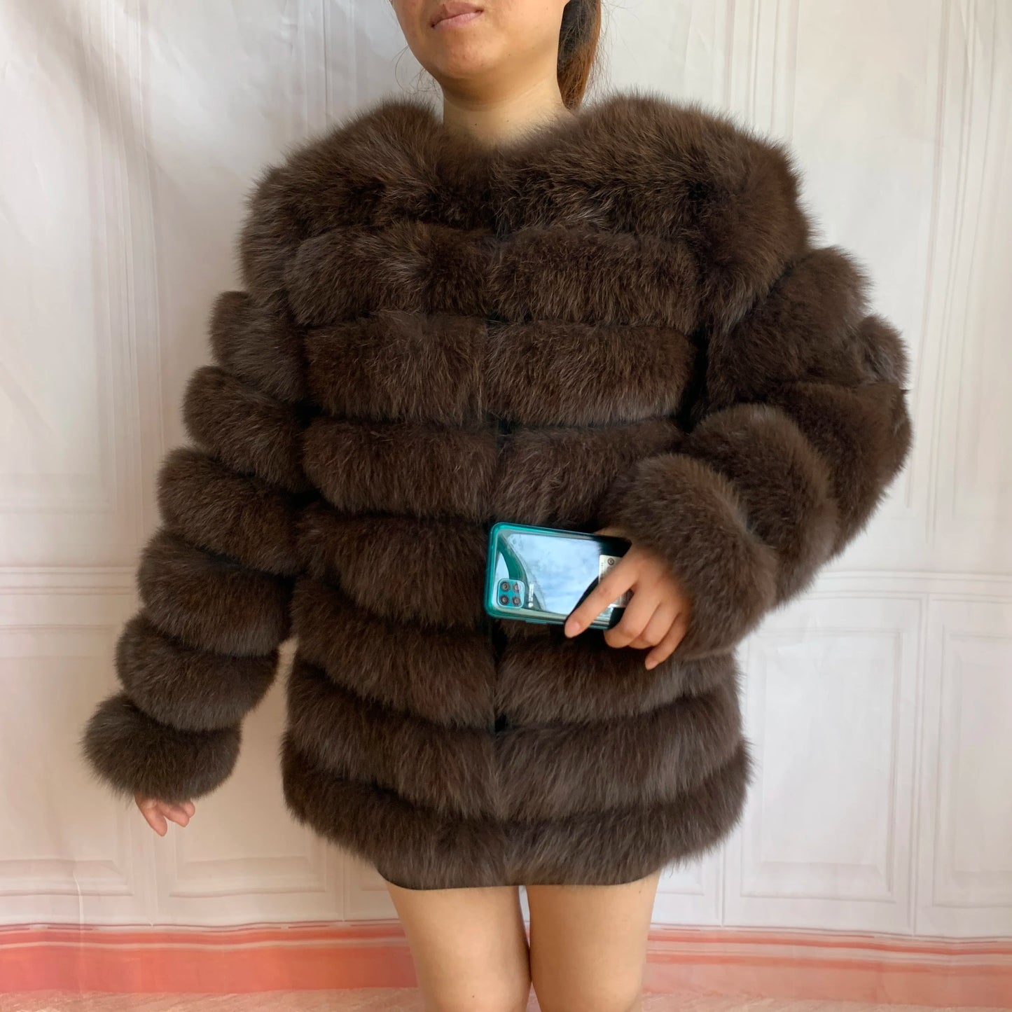 NEW Style Length Sleeves 4in1 Real Fur Coats Women Natural Real Fur Jackets Vest Winter Outerwear Women Fox Fur Coat Quality Fur