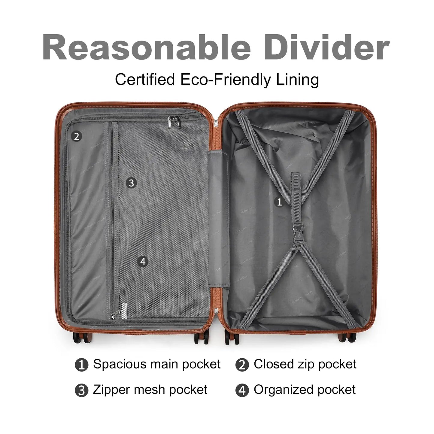 British Traveler 2 Piece Luggage Set | Cabin Case with TSA Lock & Toilet bag | 4 Double Rollers | 31 + 54 cm