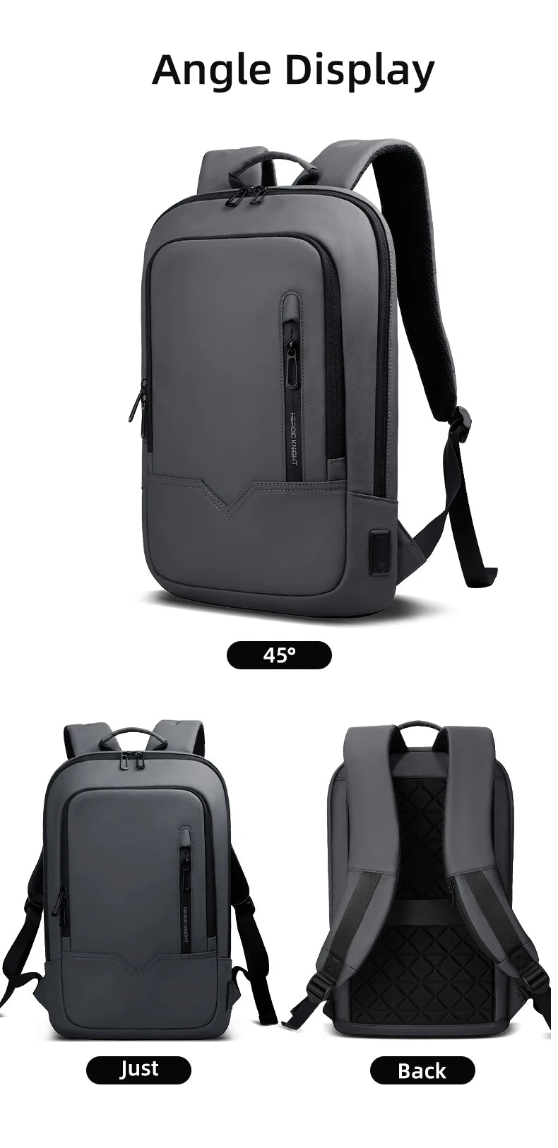Heroic Knight Laptop Work Backpack Slim Men Waterproof Multifunctional 15.6"17" Business Trip Backpack Fashion Male School Bag