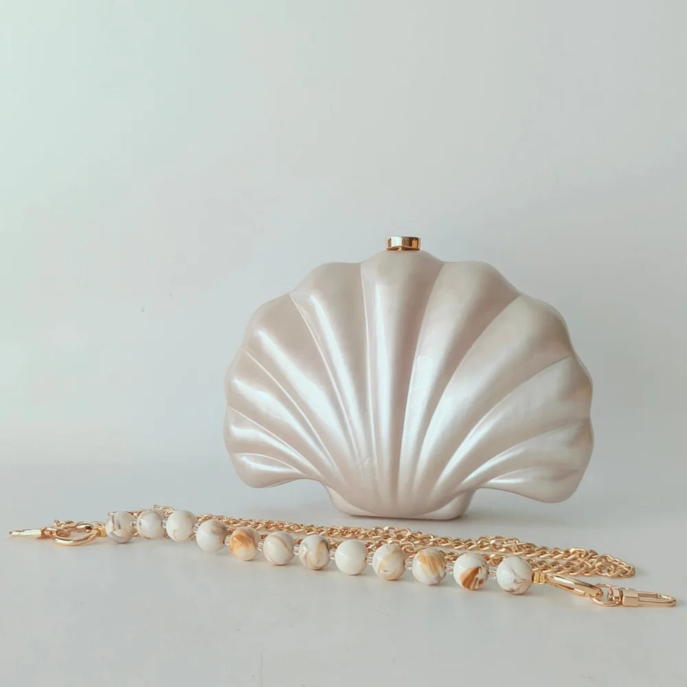 Female Shell Acrylic Box Clutches Lady Gift Evening Bag Party Prom Stones Handbags Luxury Women Wedding Bridal Clutch Purse Bag