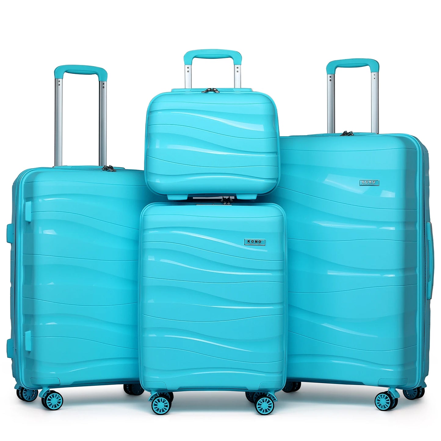 Kono Luggage 4-Piece Lightweight Polypropylene Hard Shell Suitcase Set with TSA Locks & Spinner Wheels - 14"/20"/24"/28"