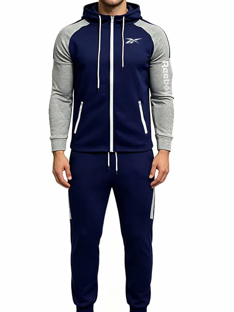 Reebok Men's Fall/Winter Hoodie Set, Fleece Long-Sleeve Jacket, Casual Hooded Sweatshirt, Street Style Men's Jacket Set - Essent