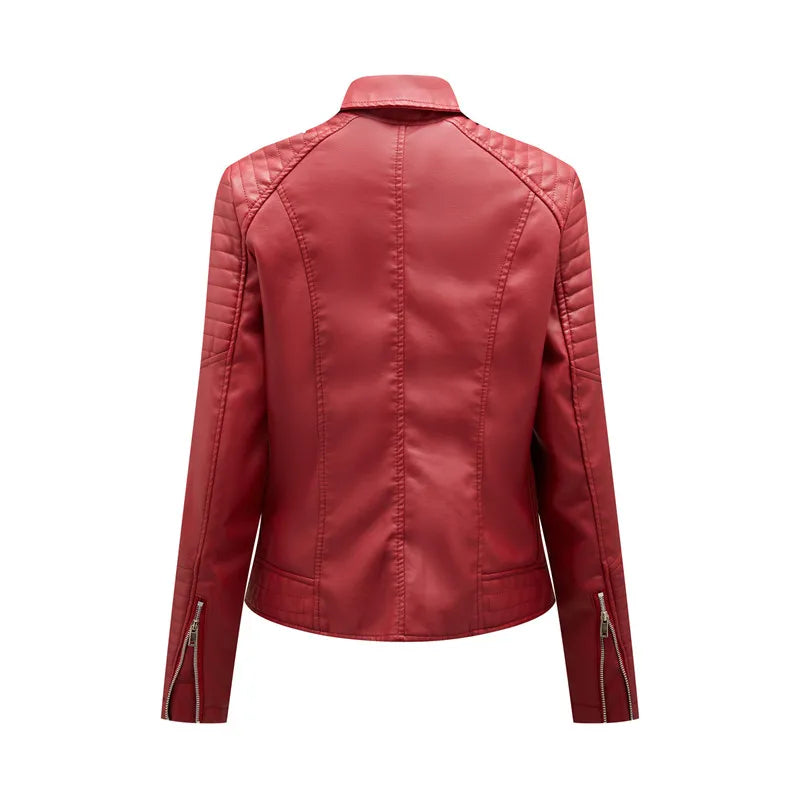 2026 New Fashion Women Faux Leather Jacket, Spring Autumn Zipper Casual Pu Coat, Female Biker Outerwear Ladies Clothes S-XXXL
