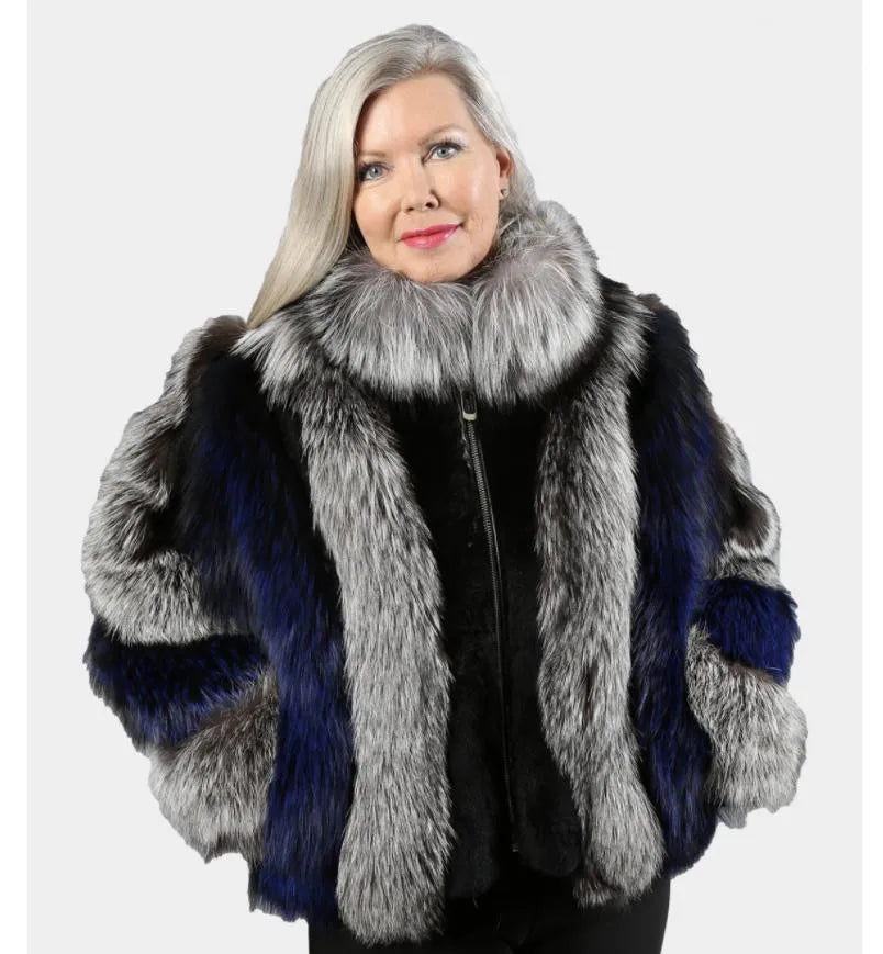 Women's Real Fox Fur Jacket, Warm and Fashionable in Winter